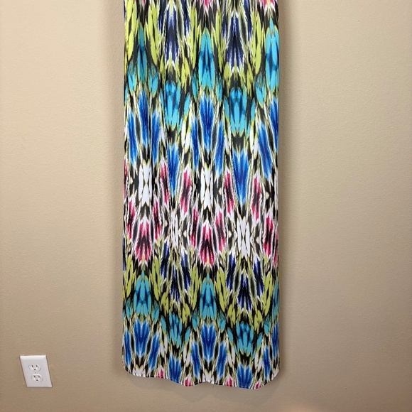 NWT Nicole by Nicole Miller Black Empire Waist with Colorful Print Maxi Dress - Picture 3 of 9